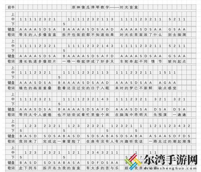 原神时光盲盒琴谱完整版